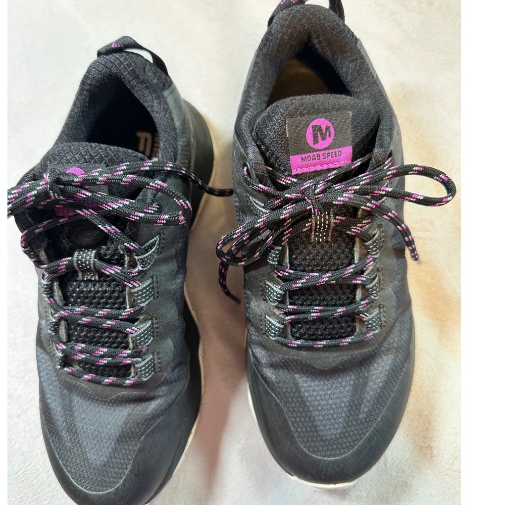 Merrell Moab Speed Womens 7 Hiking Shoes Black Purple J135404 Trail Sneakers
